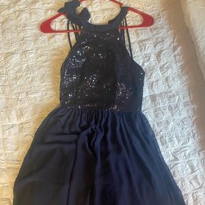 Navy blue short prom dress